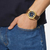 Versace Code Quartz Blue Dial Brown Leather Strap Watch For Men - VEPO00220 Buy Now By Versace