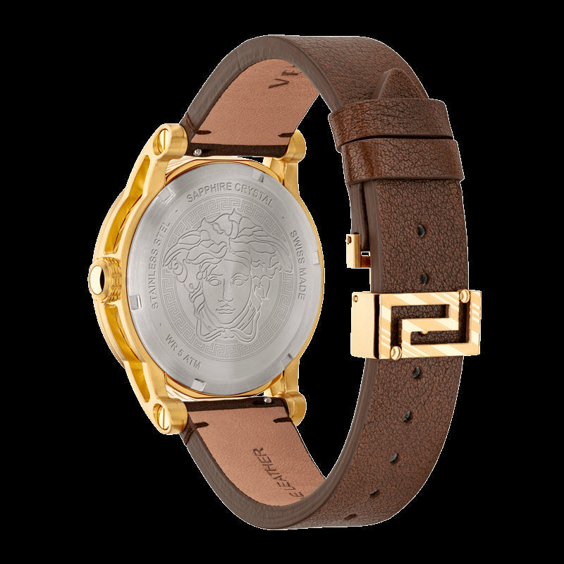 Versace Code Quartz Blue Dial Brown Leather Strap Watch For Men - VEPO00220 Buy Now By Versace
