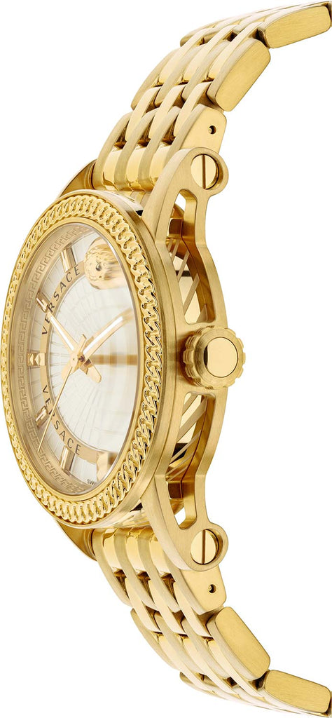 Versace Code Quartz Silver Dial Gold Steel Strap Watch For Men - VEPO00420 Buy Now By Versace