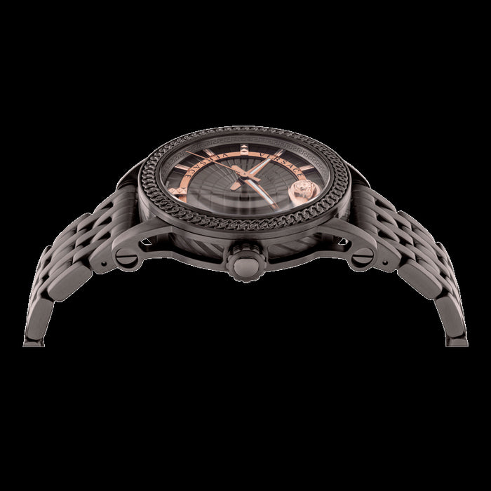 Versace Viamond Quartz Black Dial Grey Steel Strap Watch For Men - VEPO00520 Buy Now By Versace