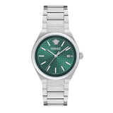 Versace V-Auria Quartz Green Dial Silver Steel Strap Watch for Men - VE0F00125 Buy Now By Versace