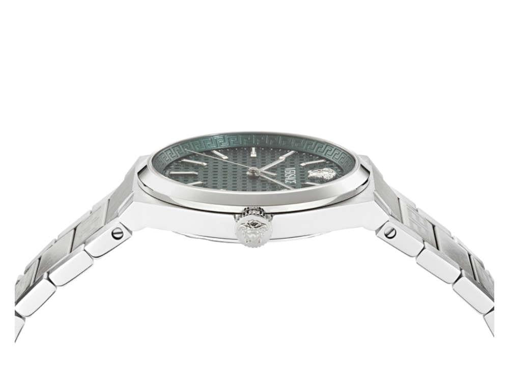 Versace V-Auria Quartz Green Dial Silver Steel Strap Watch for Men - VE0F00125 Buy Now By Versace