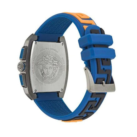 Versace Iconic Dominus Chronograph Blue Dial Blue Rubber Strap Watch For Men - VE6H00323 Buy Now By Versace