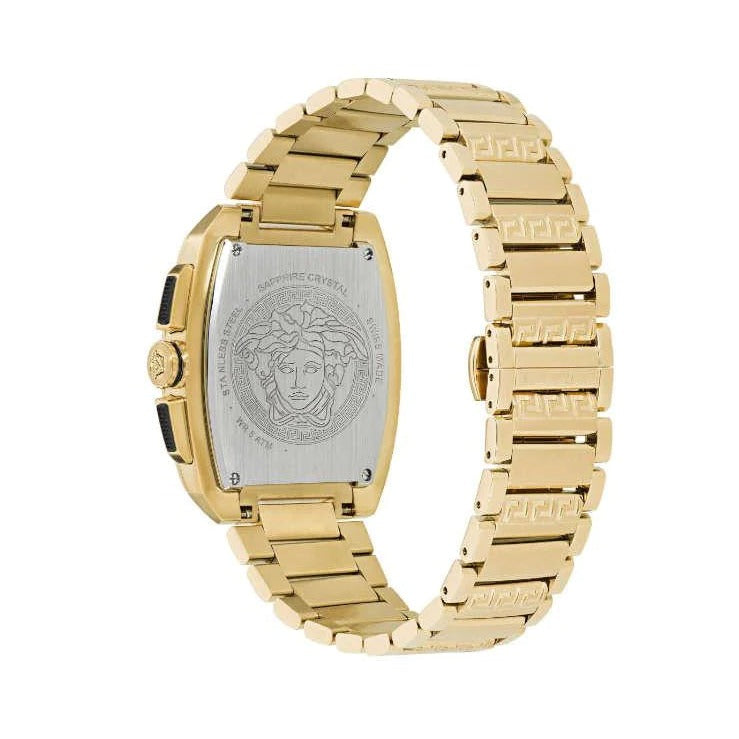 Versace Dominus Chronograph Black Dial Gold Steel Strap Watch For Men - VE6H00523 Buy Now By Versace
