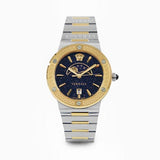 Versace Greca Logo Moonphase Black Dial Two Tone Steel Strap Watch for Men - VE7G00223 Buy Now By Versace