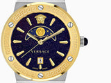 Versace Greca Logo Moonphase Black Dial Two Tone Steel Strap Watch for Men - VE7G00223 Buy Now By Versace