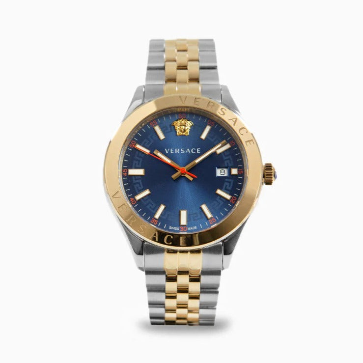 Versace Hellenyium Quartz Blue Dial Two Tone Steel Strap Watch For Men - VEVK00520 Buy Now By Versace