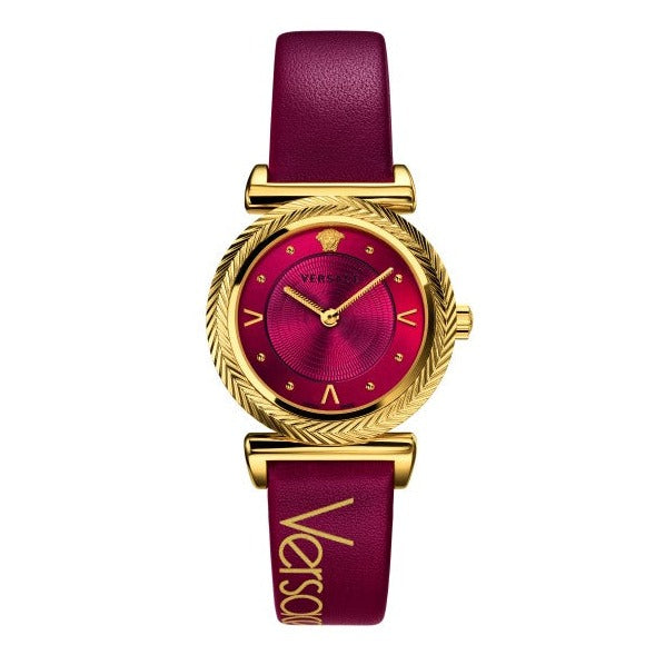 Versace V-Motif Red Dial Red Leather Strap Watch for Women - VERE00418 Buy Now By Versace