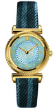 Versace V-Motif Vintage Logo Diamonds Blue Dial Blue Leather Strap Watch for Women - VERE01018 Buy Now By Versace