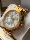 Versace V Racer Chronograph White Dial Gold Steel Strap Watch for Men - VBR060017 Buy Now By Versace