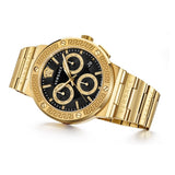 Versace Greca Chronograph Black Dial Gold Steel Strap Watch For Men - VEZ900421 Buy Now By Versace