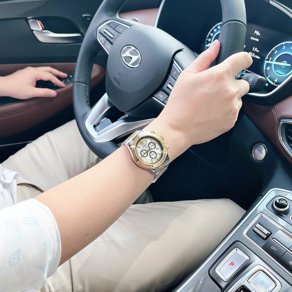 Versace Classic Chronograph Quartz Silver Dial Two Tone Steel Strap Watch For Men - VEV700519 Buy Now By Versace