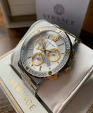 Versace Greca Chronograph White Dial Two Tone Steel Strap Watch For Men - VEZ900321 Buy Now By Versace