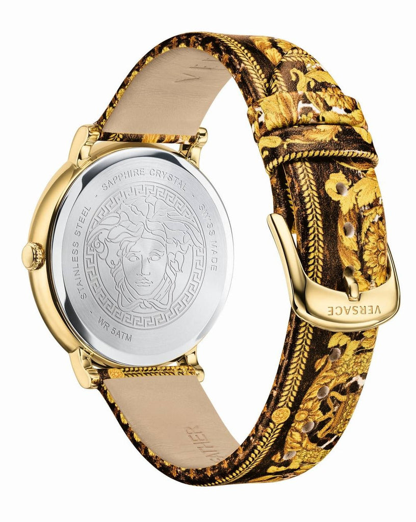 Versace V-Circle Black Dial Gold Leather Strap Watch for Women - VBP13017 Buy Now By Versace