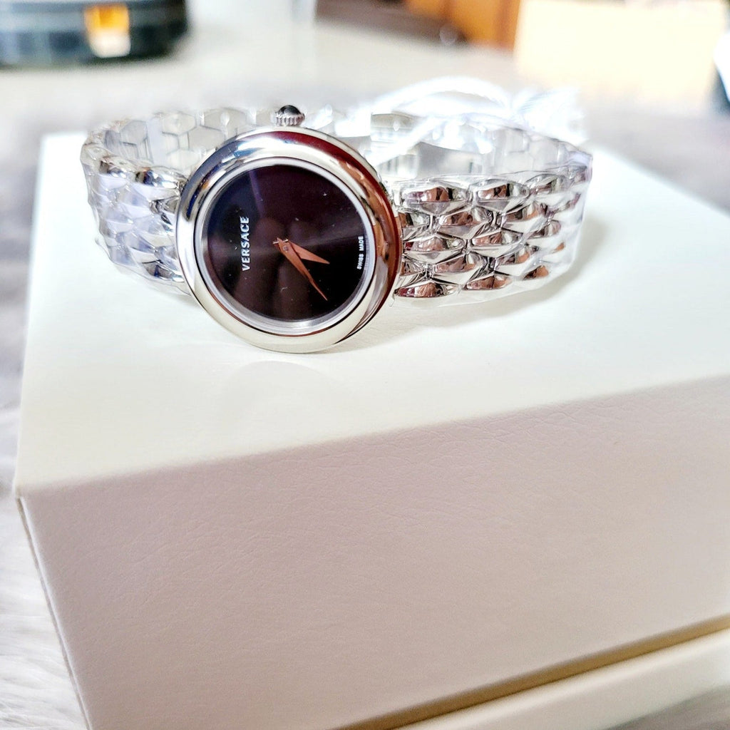 Versace V-Flare Quartz Black Dial Silver Steel Strap Watch for Women - VEBN00618 Buy Now By Versace