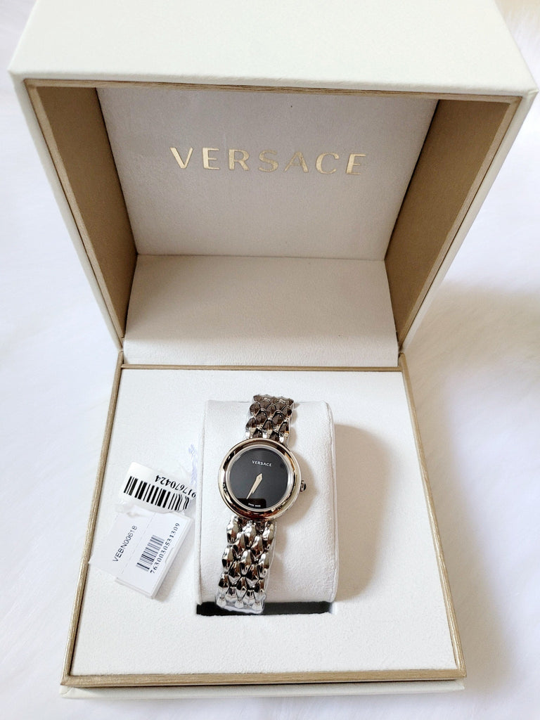 Versace V-Flare Quartz Black Dial Silver Steel Strap Watch for Women - VEBN00618 Buy Now By Versace