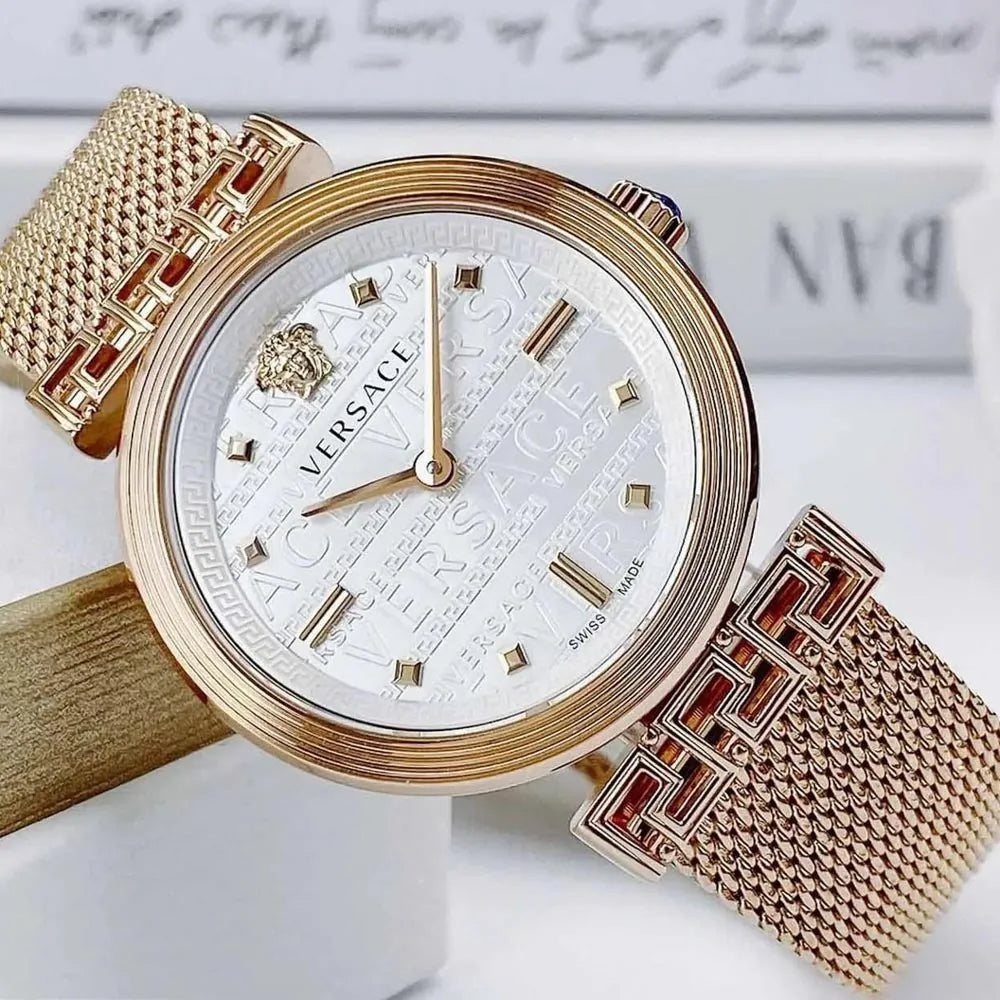 Versace Meander Greca White Dial Gold Mesh Bracelet Watch for Women - VELW00820 Buy Now By Versace