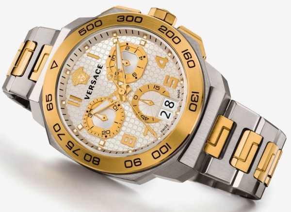 Versace Dylos Chronograph Silver Dial Two Tone Steel Strap Watch for Men - VQC030015 Buy Now By Versace