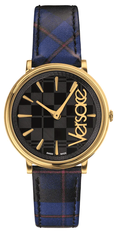 Versace V-Circle Black Dial Blue Leather Strap Watch for Women - VE8100218 Buy Now By Versace