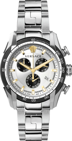 Versace V-Ray Chronograph Quartz Silver Dial Silver Steel Strap Watch For Men - VE2I00321 Buy Now By Versace