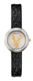 Versace Virtus Quartz White Dial Black Leather Strap Watch For Women - VET300421 Buy Now By Versace
