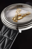 Versace Virtus Quartz White Dial Black Leather Strap Watch For Women - VET300421 Buy Now By Versace