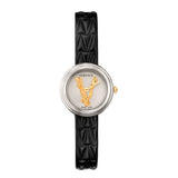 Versace Virtus Quartz White Dial Black Leather Strap Watch For Women - VET300421 Buy Now By Versace