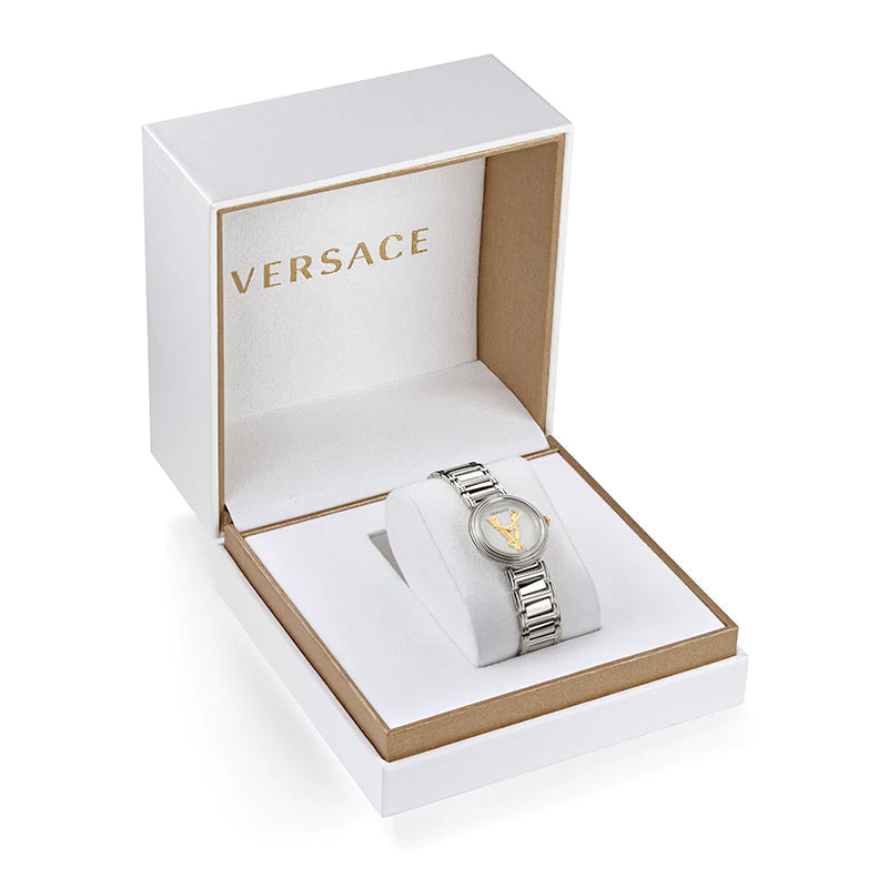 Versace Virtus Quartz White Dial Silver Steel Strap Watch For Women - VET300621 Buy Now By Versace