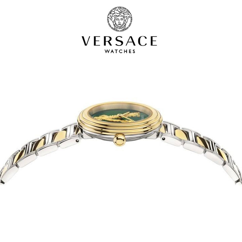 Versace Virtus Quartz Green Dial Two Tone Steel Strap Watch For Women - VET300821 Buy Now By Versace