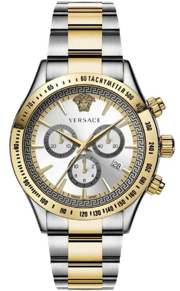 Versace Classic Chronograph Quartz Silver Dial Two Tone Steel Strap Watch For Men - VEV700519 Buy Now By Versace