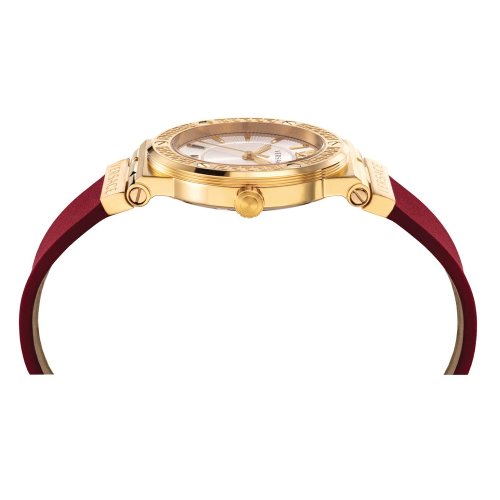 Versace Greca Silver Dial Red Leather Strap Watch for Women - VEVH00420 Buy Now By Versace