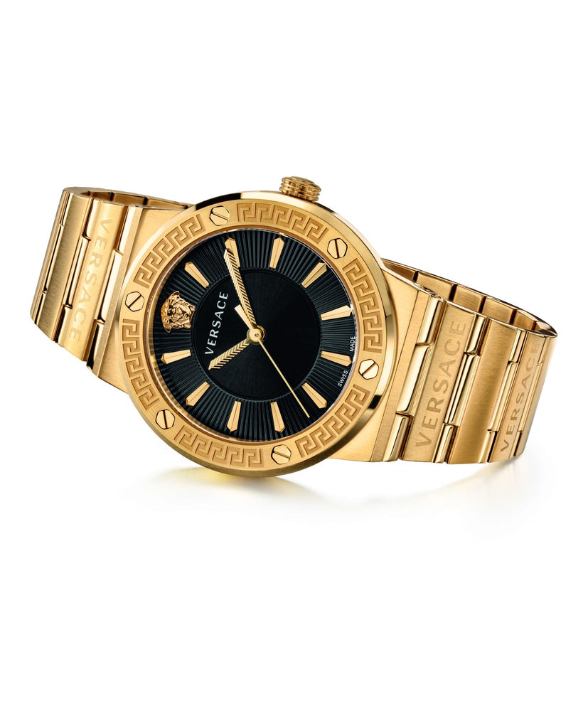 Versace Greca Black Dial Gold Steel Strap Watch for Women - VEVH00820 Buy Now By Versace