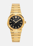 Versace Greca Black Dial Gold Steel Strap Watch for Women - VEVH00820 Buy Now By Versace