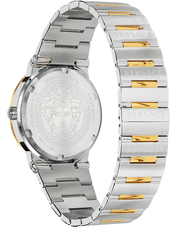 Versace Greca Silver Dial Two Tone Steel Strap Watch for Men - VEVI00320 Buy Now By Versace