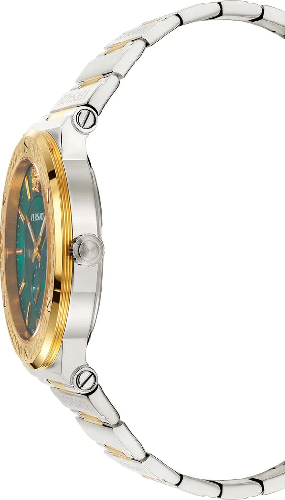 Versace Hellenyium Quartz Green Dial Silver Steel Strap Watch For Men - VEVK00420 Buy Now By Versace