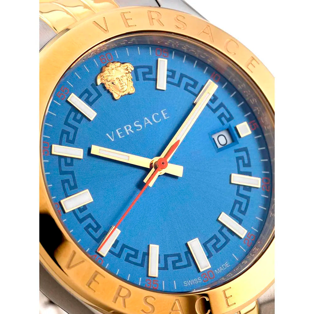 Versace Hellenyium Quartz Blue Dial Two Tone Steel Strap Watch for Men - VEVK00520 Buy Now By Versace