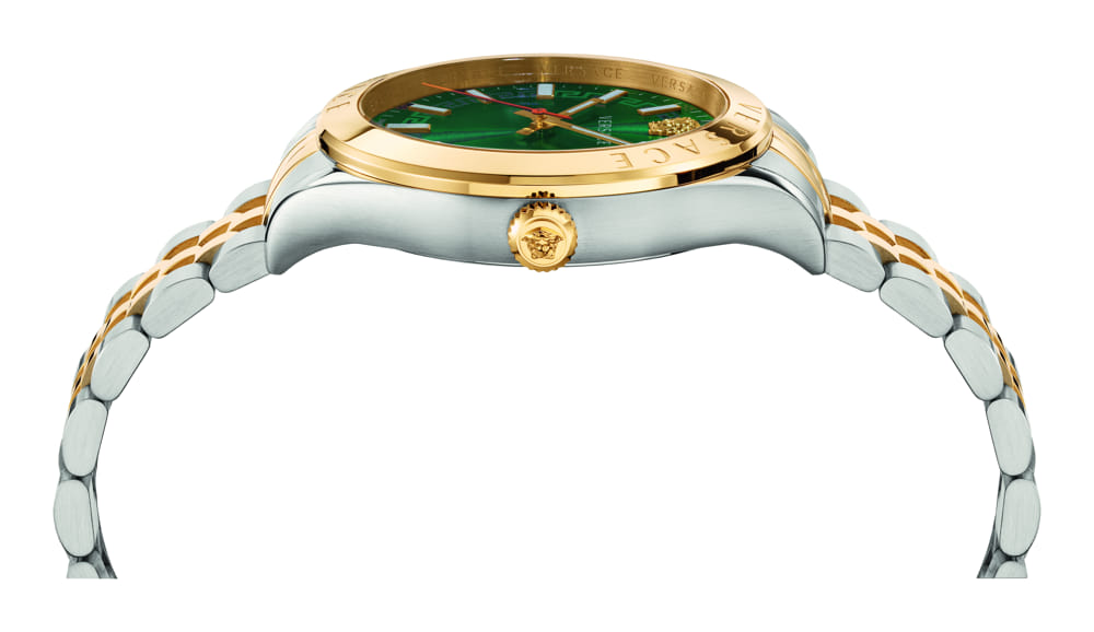 Versace Hellenium Green Dial Two Tone Steel Strap Watch for Men - VEVK00620 Buy Now By Versace