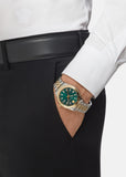 Versace Hellenyium Quartz Green Dial Two Tone Steel Strap Watch For Men - VEVI00620 Buy Now By Versace