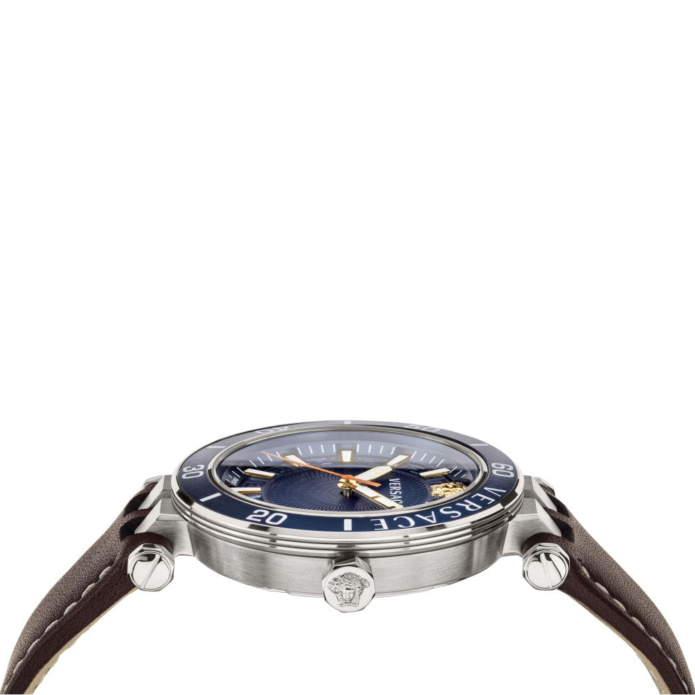 Versace Greca Sport Analog Blue Dial Brown Leather Strap Watch For Men - VEZ300121 Buy Now By Versace