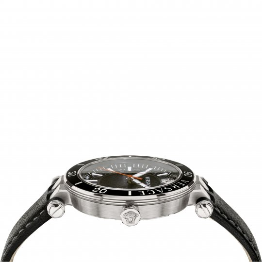 Versace Greca Sport Quartz Black Dial Black Leather Strap Watch For Men - VEZ300221 Buy Now By Versace