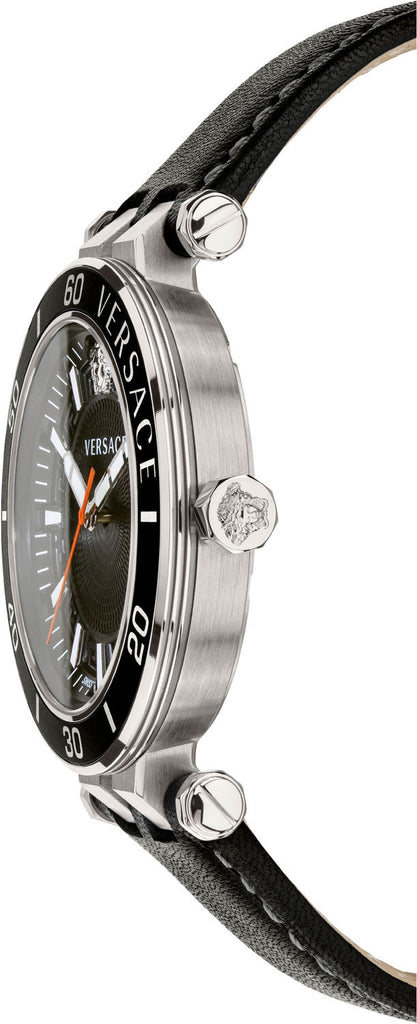Versace Greca Sport Quartz Black Dial Black Leather Strap Watch For Men - VEZ300221 Buy Now By Versace