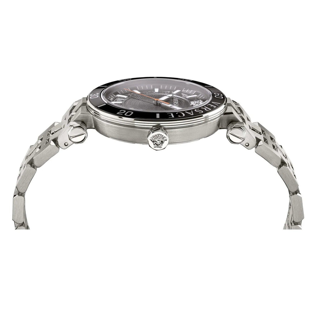 Versace Greca Sport Quartz Black Dial Silver Steel Strap Watch For Men - VEZ300321 Buy Now By Versace