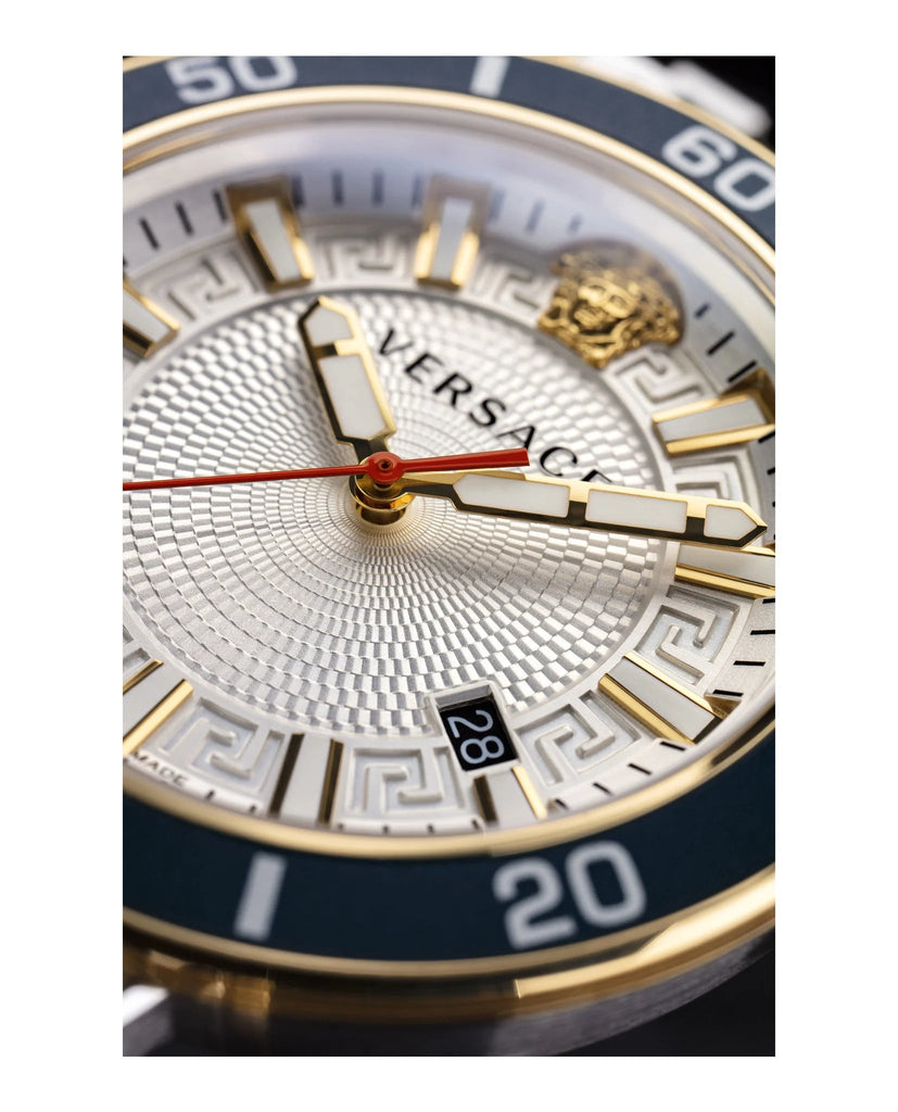 Versace Greca Sport Quartz White Dial Two Tone Steel Strap Watch For Men - VEZ300521 Buy Now By Versace