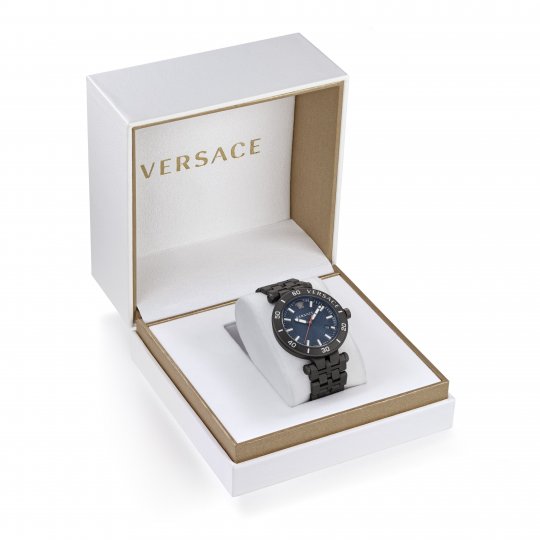 Versace Greca Sport Quartz Black Dial Black Steel Strap Watch For Men - VEZ300621 Buy Now By Versace