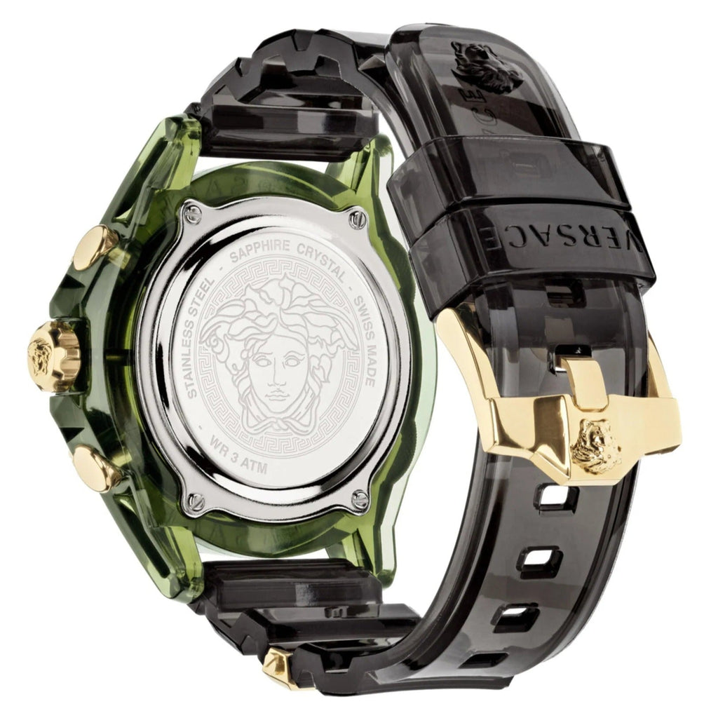 Versace Icon Active Chronograph Gold Dial Black Silicone Strap Watch For Men - VEZ700321 Buy Now By Versace