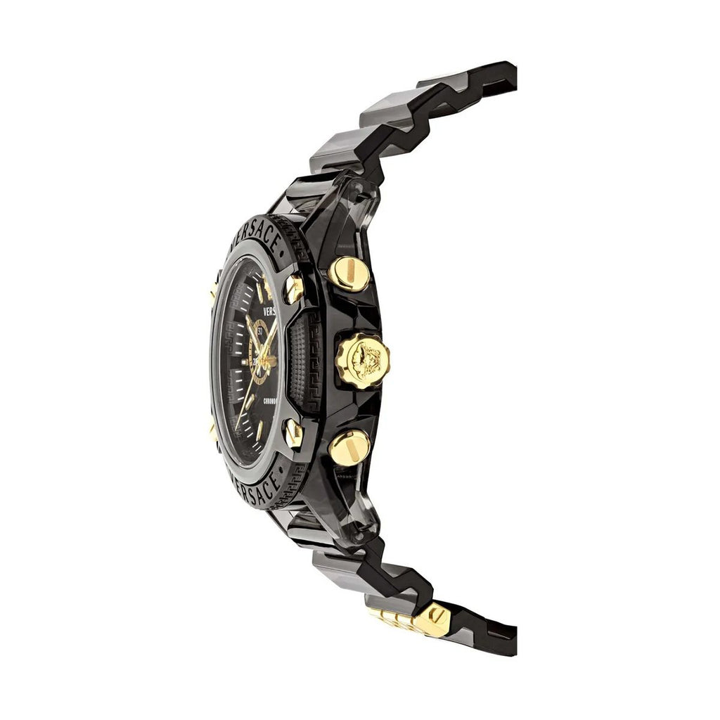 Versace Icon Active Chronograph Black Dial Black Steel Strap Watch for Men - VEZ700421 Buy Now By Versace