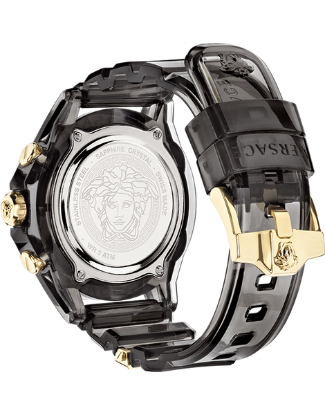Versace Icon Active Chronograph Black Dial Black Steel Strap Watch for Men - VEZ700421 Buy Now By Versace