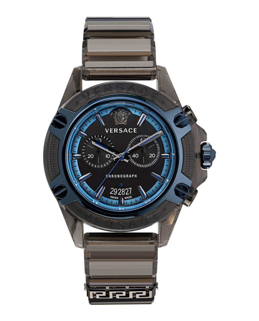 Versace Icon Active Chronograph Quartz Black Dial Black Steel Strap Watch For Men - VEZ701022 Buy Now By Versace