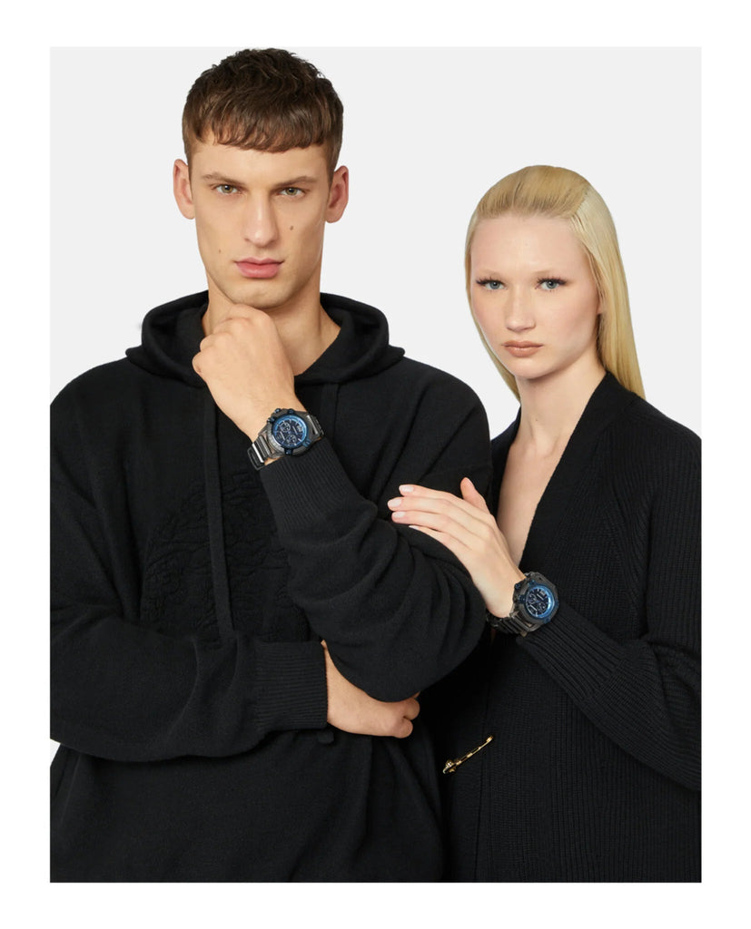 Versace icon Active Chronograph Black Dial Black Silicone Strap Watch For Men - VEZ700622 Buy Now By Versace