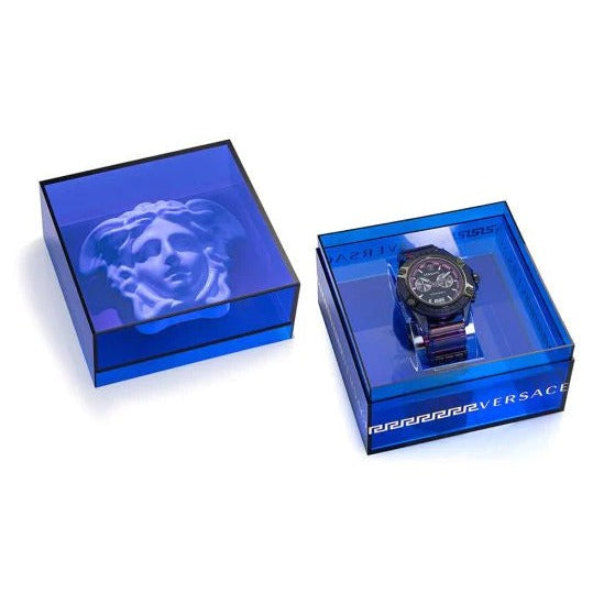 Versace Icon Active Chronograph Black Dial Purple Rubber Strap Watch For Men - VEZ701423 Buy Now By Versace